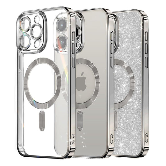 Θήκη MagSafe για Apple iPhone 15 Pro Max, Techsuit, Luxury Glitter, Ασημί