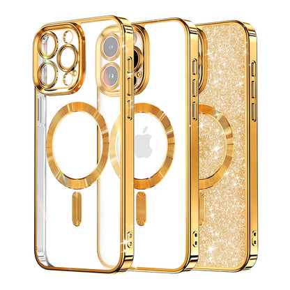 Θήκη MagSafe για Apple iPhone 15 Pro Max, Techsuit, Luxury Glitter, Χρυσή