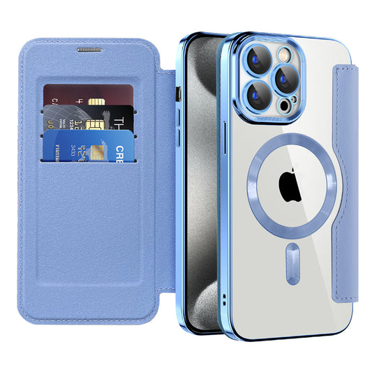 Θήκη MagSafe για Apple iPhone 15 Pro Max, Techsuit, SmartMag Book, Μπλε
