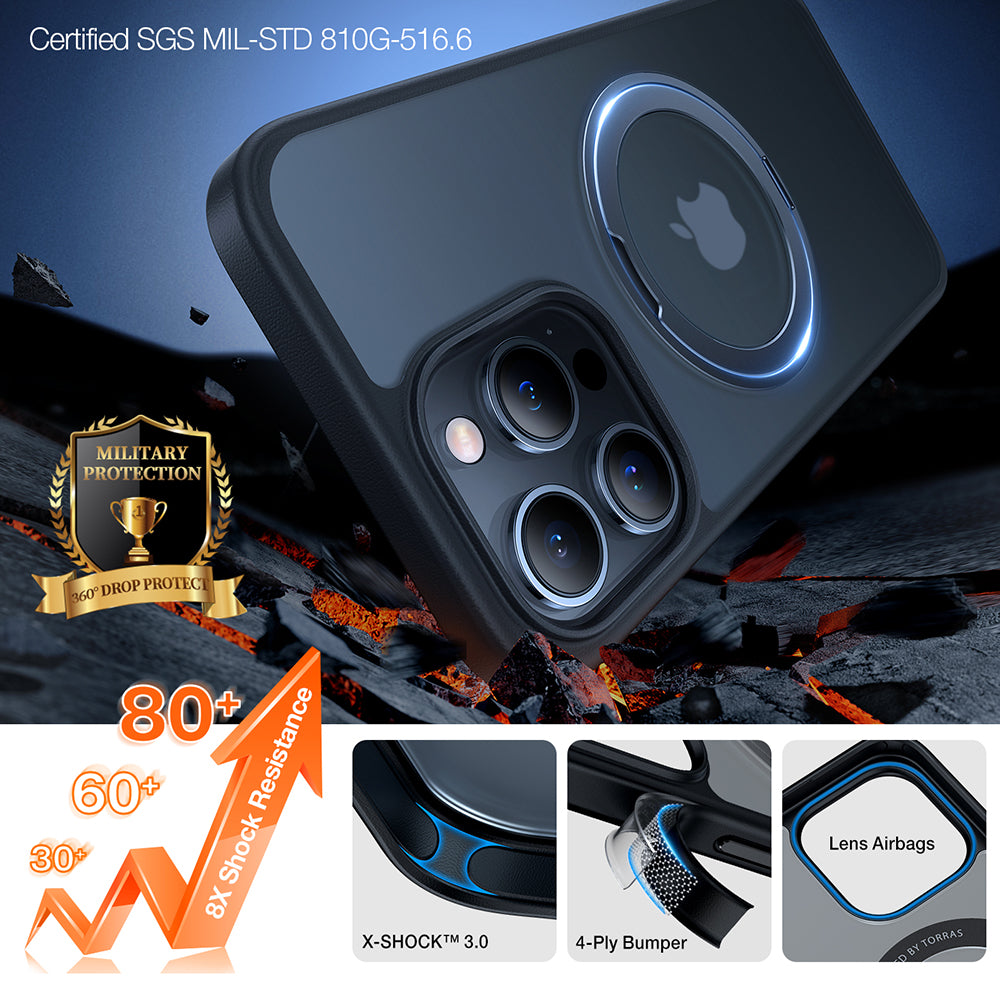 Θήκη MagSafe για Apple iPhone 15 Pro Max, Torras, Ostand Pro, Μαύρη