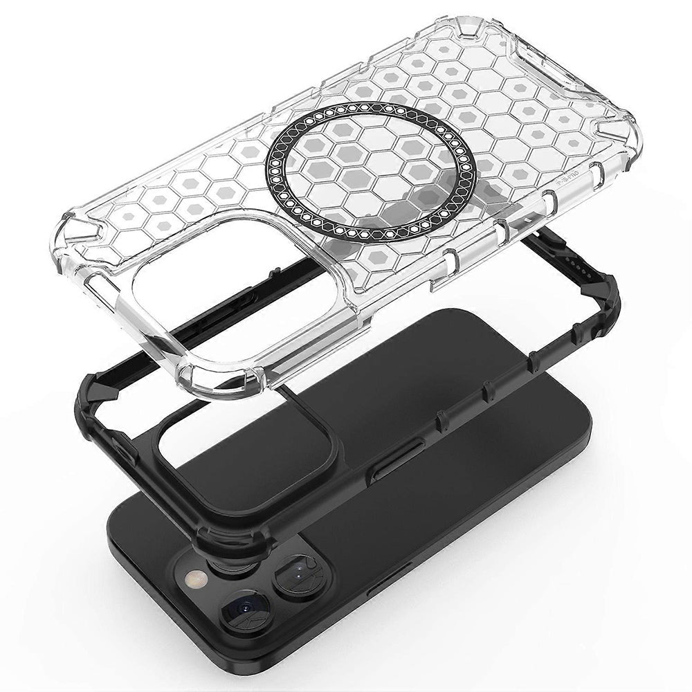 Θήκη MagSafe για Apple iPhone 15 Pro, Techsuit, HoneyComb Shield, Λευκή