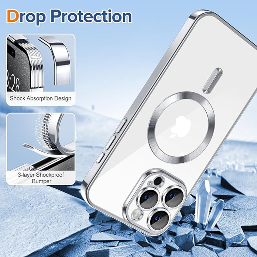Θήκη MagSafe για Apple iPhone 15 Pro, Techsuit, Luxury Crystal, Ασημί