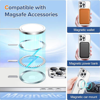 Θήκη MagSafe για Apple iPhone 15 Pro, Techsuit, Luxury Crystal, Ασημί