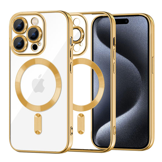 Θήκη MagSafe για Apple iPhone 15 Pro, Techsuit, Luxury Crystal, Χρυσή