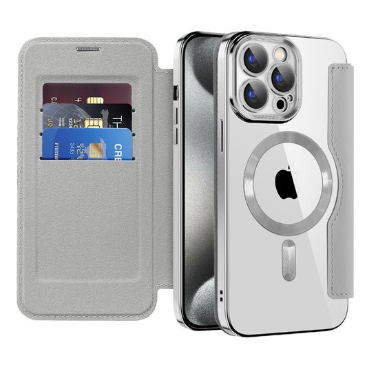 Θήκη MagSafe για Apple iPhone 15 Pro, Techsuit, SmartMag Book, Γκρι