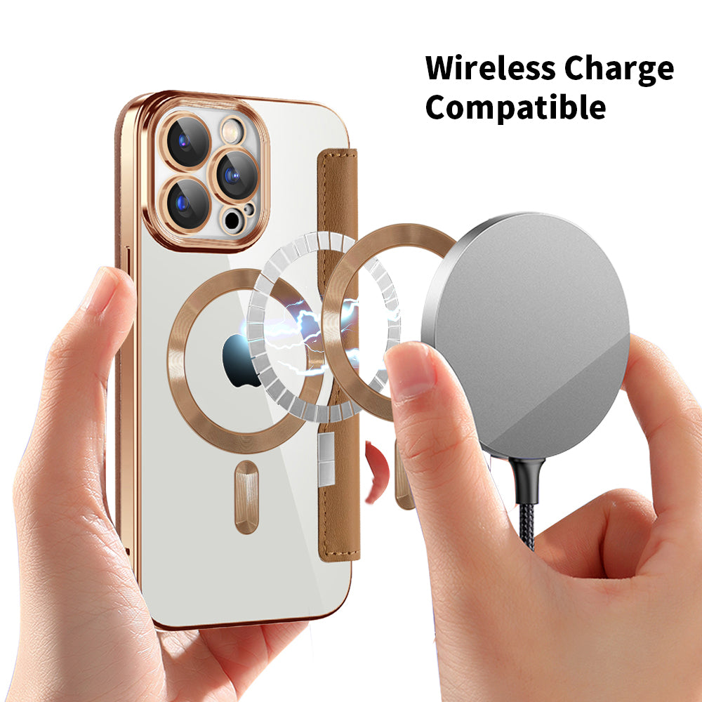 Θήκη MagSafe για Apple iPhone 15 Pro, Techsuit, SmartMag Book, Καφέ