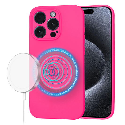 Θήκη MagSafe για Apple iPhone 15 Pro, Techsuit, SoftFlex, Σκούρο Ροζ