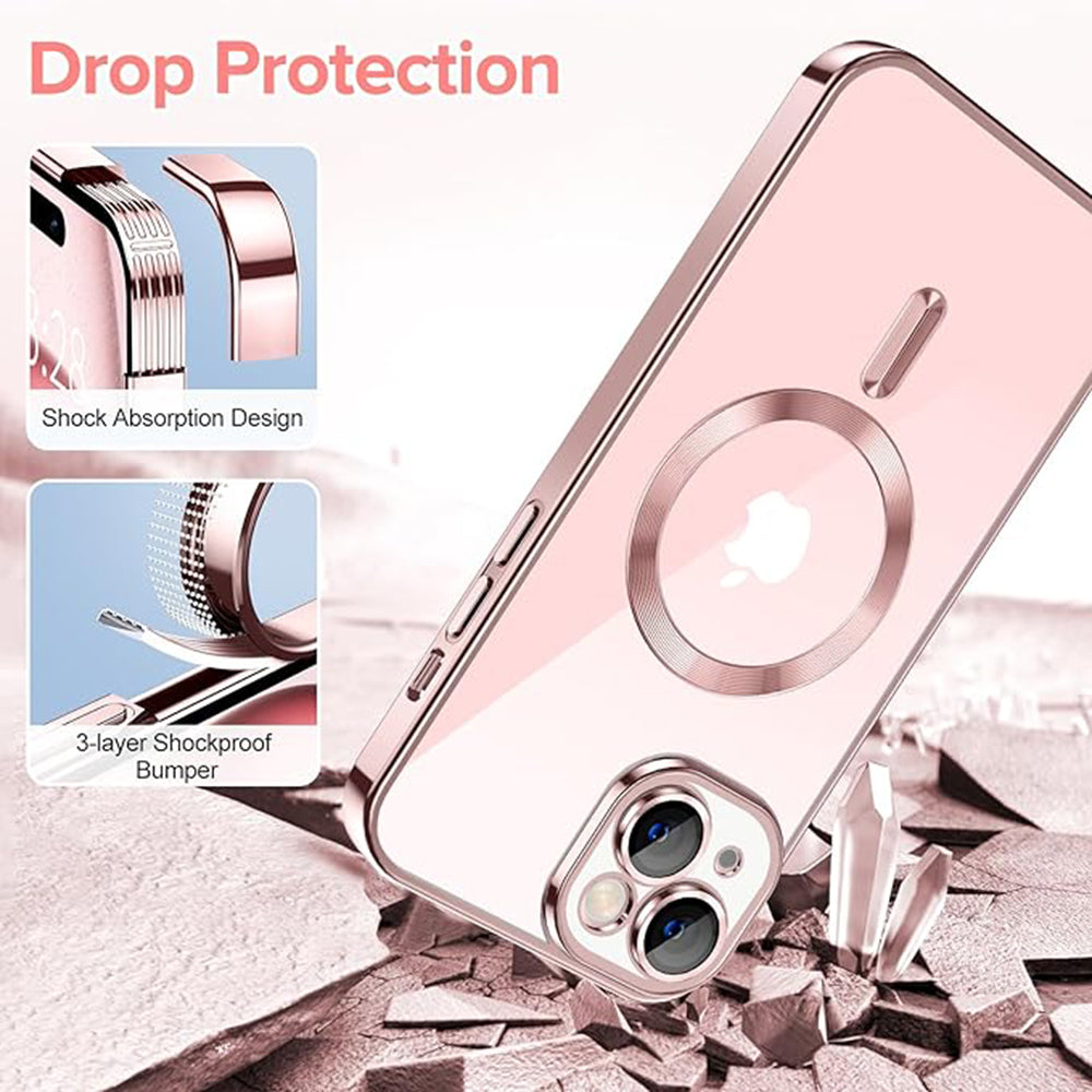 Θήκη MagSafe για Apple iPhone 15, Techsuit, Luxury Crystal, Ροζ