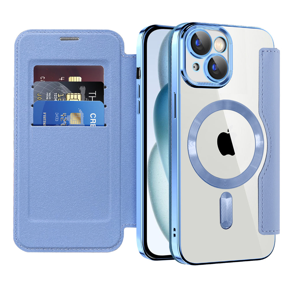 Θήκη MagSafe για Apple iPhone 15, Techsuit, SmartMag Book, Μπλε