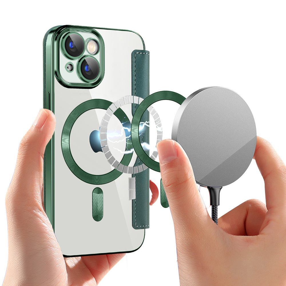 Θήκη MagSafe για Apple iPhone 15, Techsuit, SmartMag Book, Πράσινο