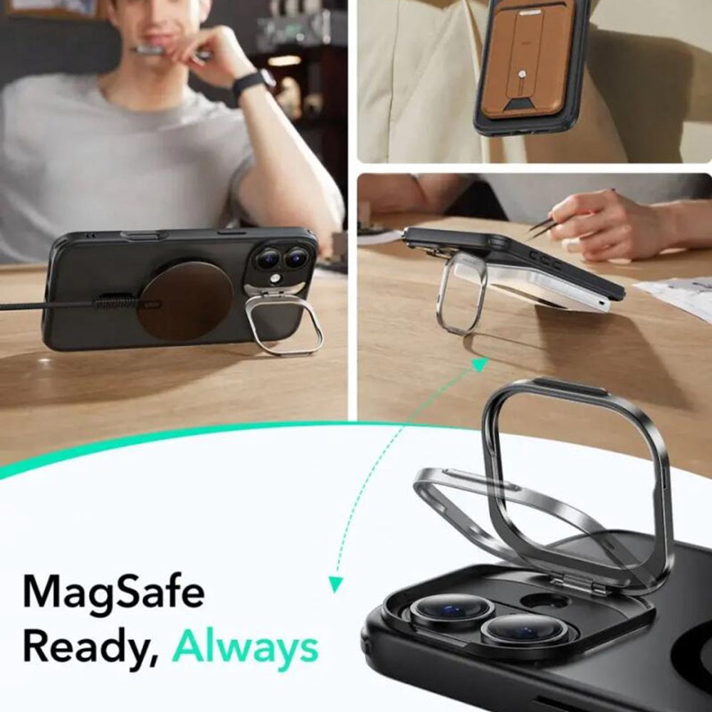 Θήκη MagSafe για Apple iPhone 16, ESR, Classic Hybrid Kickstand Slide, Ματ Μαύρη
