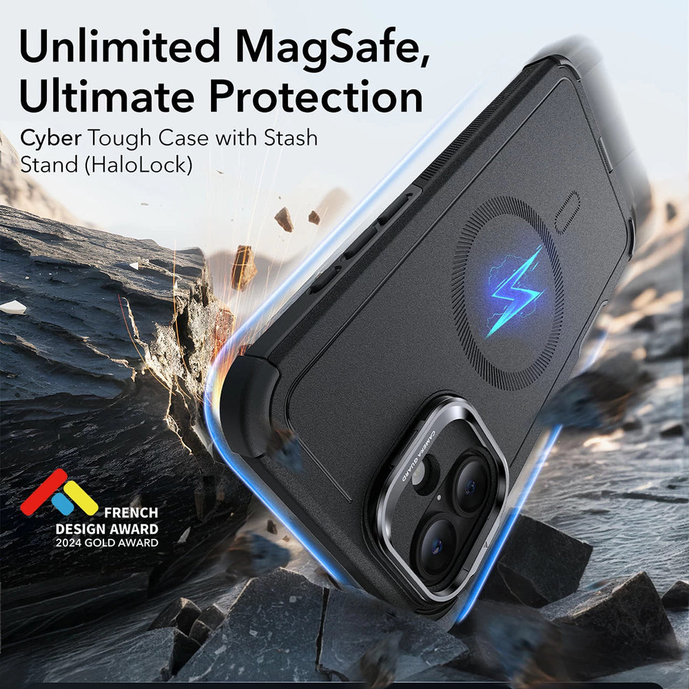 Θήκη MagSafe για Apple iPhone 16, ESR, Cyber Armor Kickstand, Μαύρη