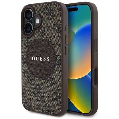 Θήκη MagSafe για Apple iPhone 16, Guess, 4G Circle Classic Logo, Καφέ