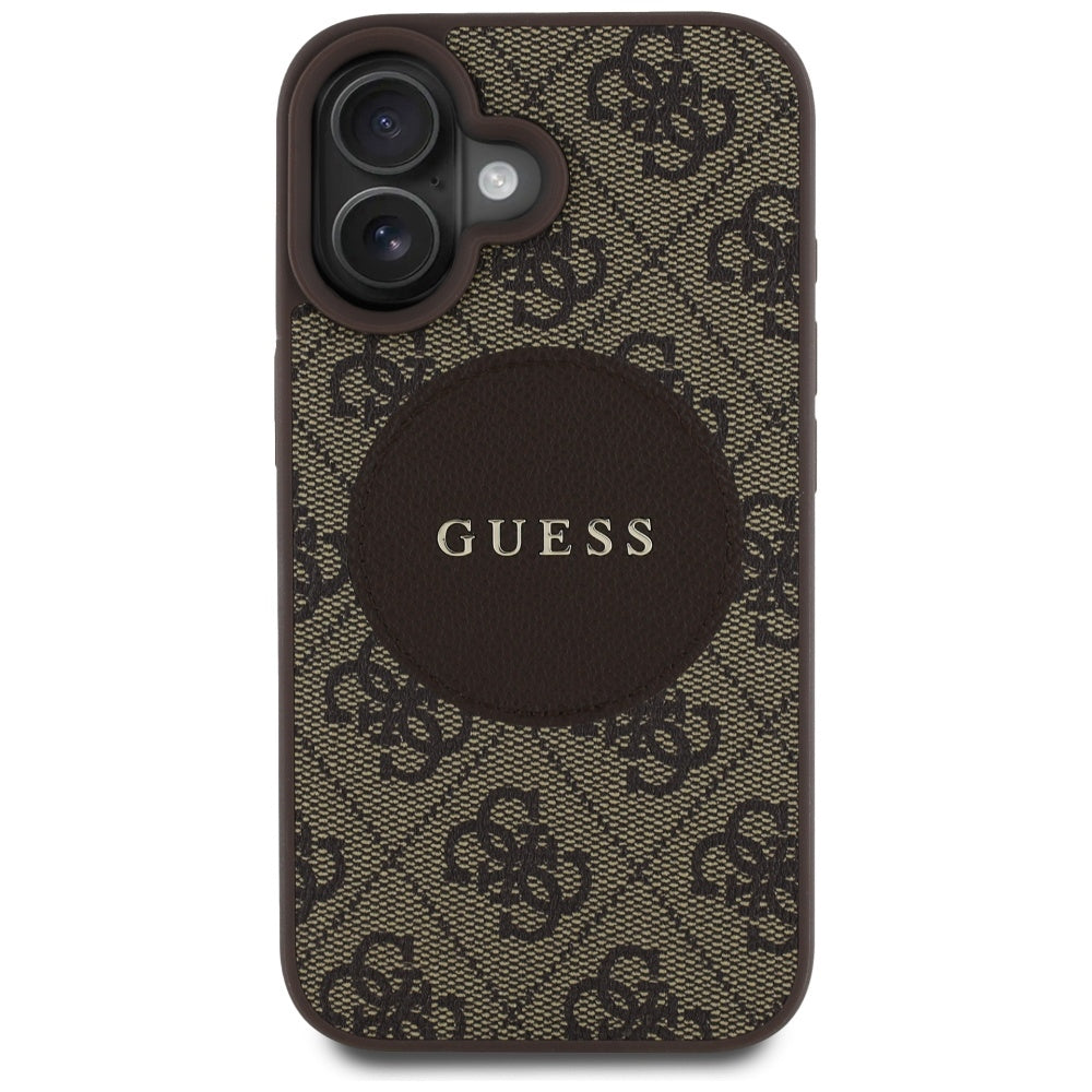 Θήκη MagSafe για Apple iPhone 16, Guess, 4G Circle Classic Logo, Καφέ
