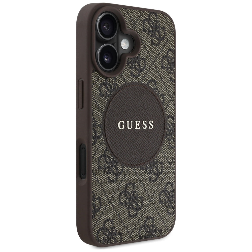 Θήκη MagSafe για Apple iPhone 16, Guess, 4G Circle Classic Logo, Καφέ