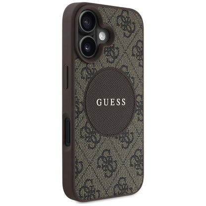 Θήκη MagSafe για Apple iPhone 16, Guess, 4G Circle Classic Logo, Καφέ