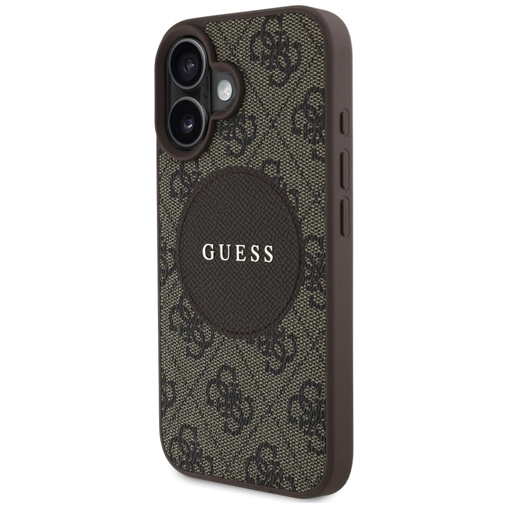 Θήκη MagSafe για Apple iPhone 16, Guess, 4G Circle Classic Logo, Καφέ