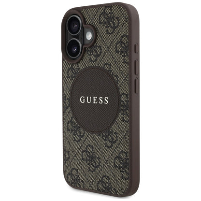 Θήκη MagSafe για Apple iPhone 16, Guess, 4G Circle Classic Logo, Καφέ