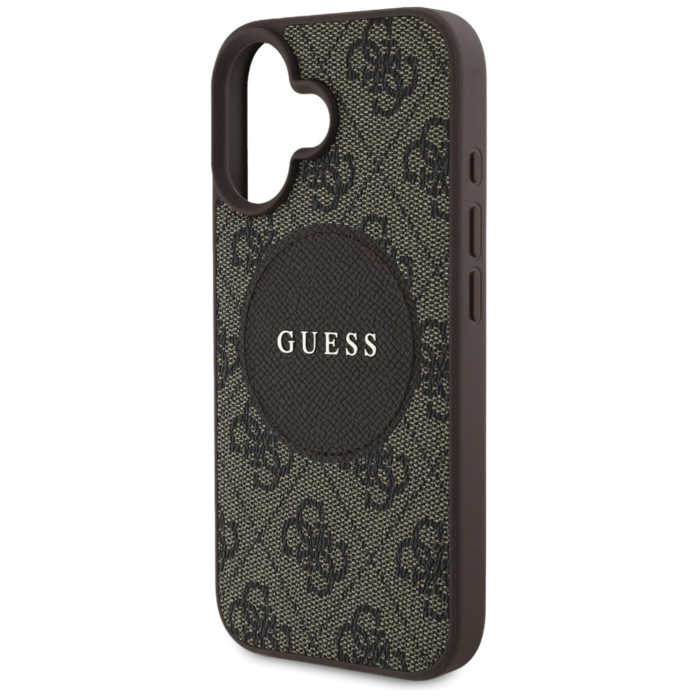 Θήκη MagSafe για Apple iPhone 16, Guess, 4G Circle Classic Logo, Καφέ