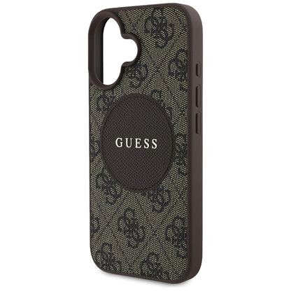Θήκη MagSafe για Apple iPhone 16, Guess, 4G Circle Classic Logo, Καφέ