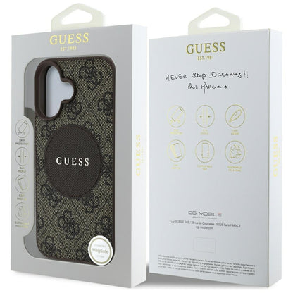 Θήκη MagSafe για Apple iPhone 16, Guess, 4G Circle Classic Logo, Καφέ