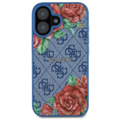 Θήκη MagSafe για Apple iPhone 16, Guess, 4G Flowers Print, Μπλε