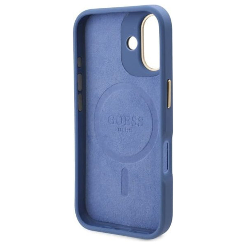 Θήκη MagSafe για Apple iPhone 16, Guess, 4G Logo Plate, Μπλε