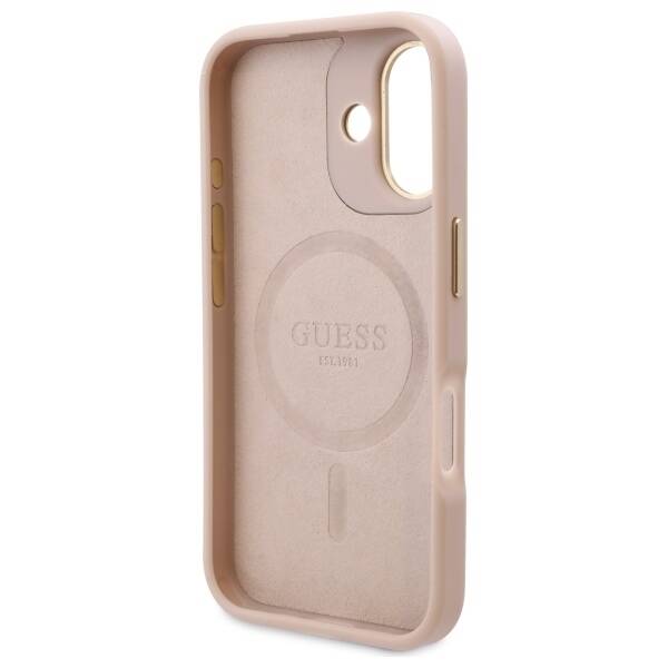 Θήκη MagSafe για Apple iPhone 16, Guess, 4G Logo Plate, Ροζ