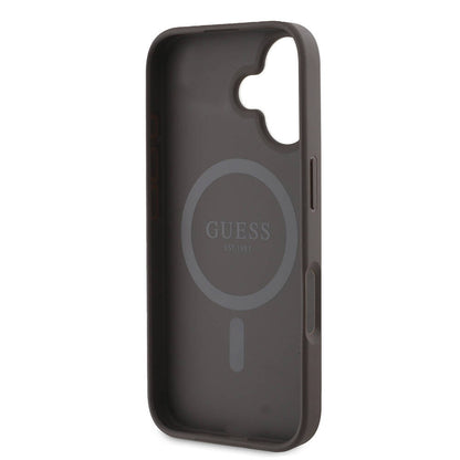 Θήκη MagSafe για Apple iPhone 16, Guess, 4G Printed Stripes, Καφέ