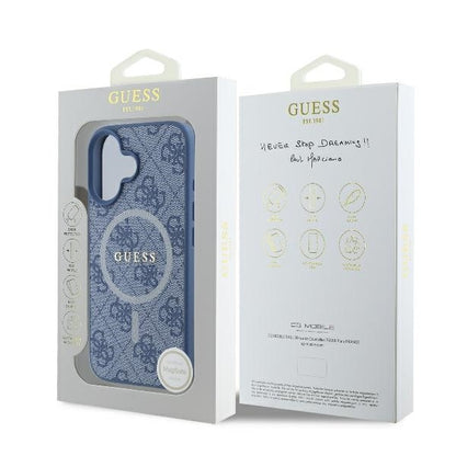 Θήκη MagSafe για Apple iPhone 16, Guess, 4G Ring Classic Logo, Μπλε