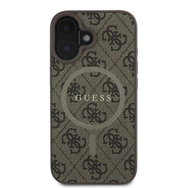 Θήκη MagSafe για Apple iPhone 16, Guess, 4G Ring Classic Logo, Καφέ