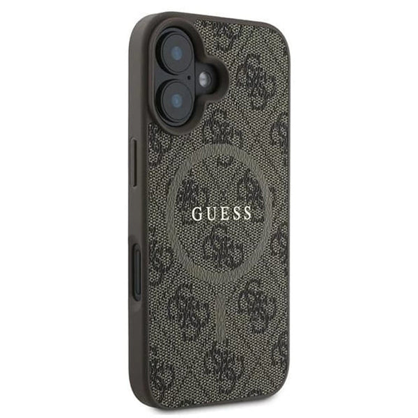 Θήκη MagSafe για Apple iPhone 16, Guess, 4G Ring Classic Logo, Καφέ