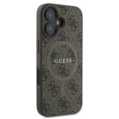 Θήκη MagSafe για Apple iPhone 16, Guess, 4G Ring Classic Logo, Καφέ