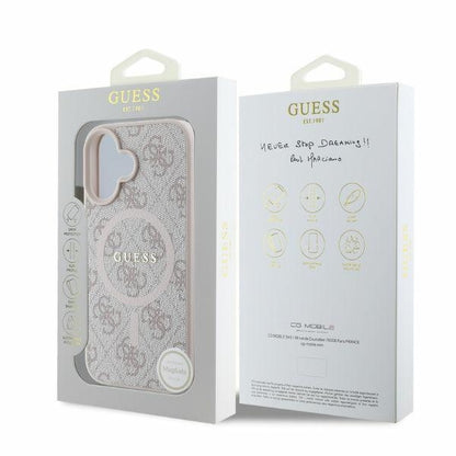 Θήκη MagSafe για Apple iPhone 16, Guess, 4G Ring Classic Logo, Ροζ