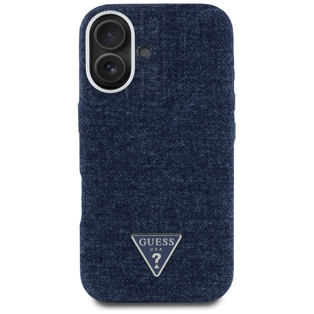 Θήκη MagSafe για Apple iPhone 16, Guess, Denim Triangle Logo, Μπλε