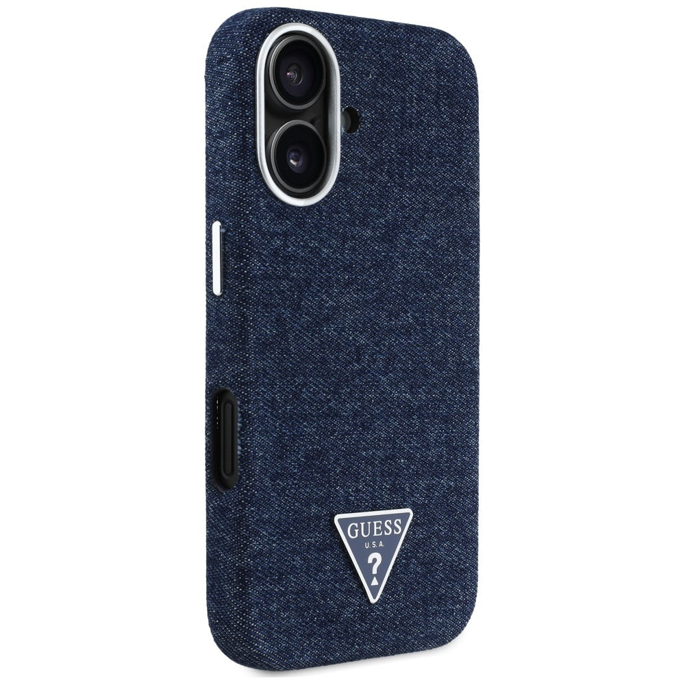 Θήκη MagSafe για Apple iPhone 16, Guess, Denim Triangle Logo, Μπλε