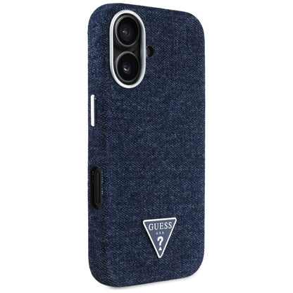Θήκη MagSafe για Apple iPhone 16, Guess, Denim Triangle Logo, Μπλε