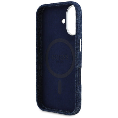 Θήκη MagSafe για Apple iPhone 16, Guess, Denim Triangle Logo, Μπλε