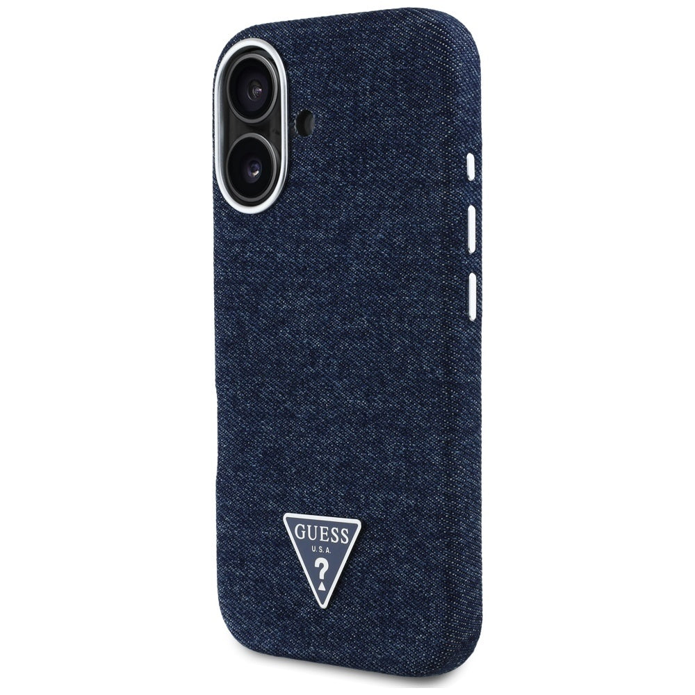 Θήκη MagSafe για Apple iPhone 16, Guess, Denim Triangle Logo, Μπλε