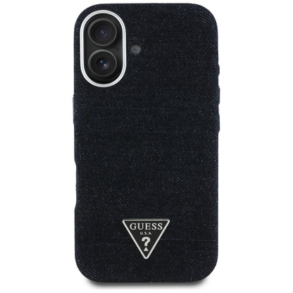 Θήκη MagSafe για Apple iPhone 16, Guess, Denim Triangle Logo, Μαύρη