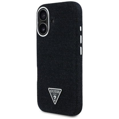Θήκη MagSafe για Apple iPhone 16, Guess, Denim Triangle Logo, Μαύρη