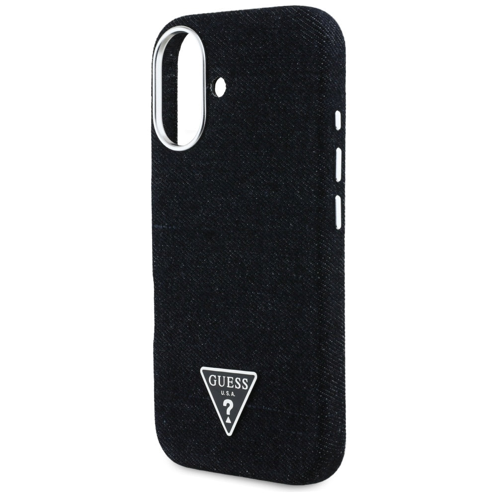 Θήκη MagSafe για Apple iPhone 16, Guess, Denim Triangle Logo, Μαύρη