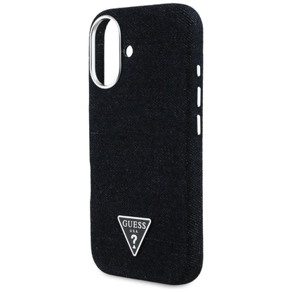 Θήκη MagSafe για Apple iPhone 16, Guess, Denim Triangle Logo, Μαύρη