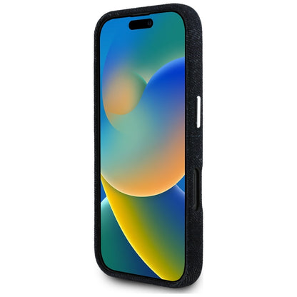 Θήκη MagSafe για Apple iPhone 16, Guess, Denim Triangle Logo, Μαύρη