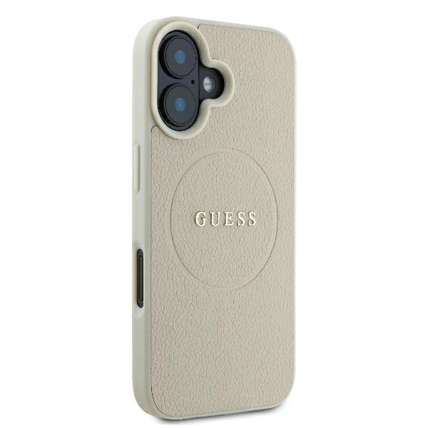 Θήκη MagSafe για Apple iPhone 16, Guess, Grained Gold Ring, Μπεζ