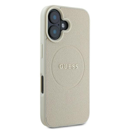 Θήκη MagSafe για Apple iPhone 16, Guess, Grained Gold Ring, Μπεζ