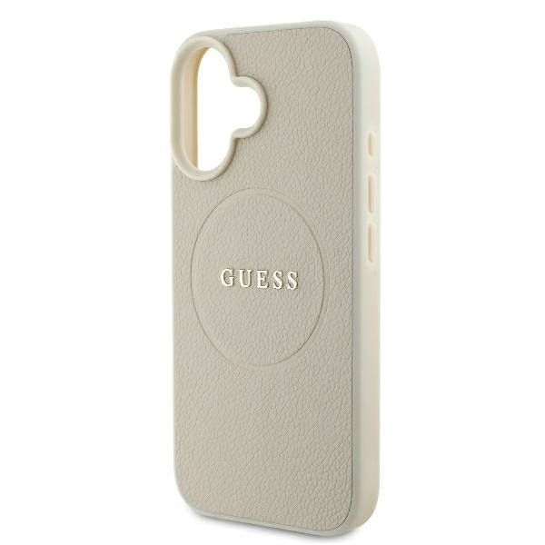 Θήκη MagSafe για Apple iPhone 16, Guess, Grained Gold Ring, Μπεζ