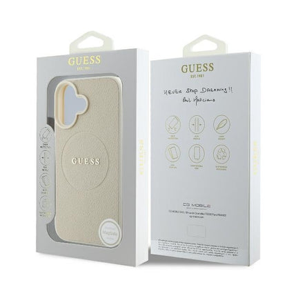 Θήκη MagSafe για Apple iPhone 16, Guess, Grained Gold Ring, Μπεζ