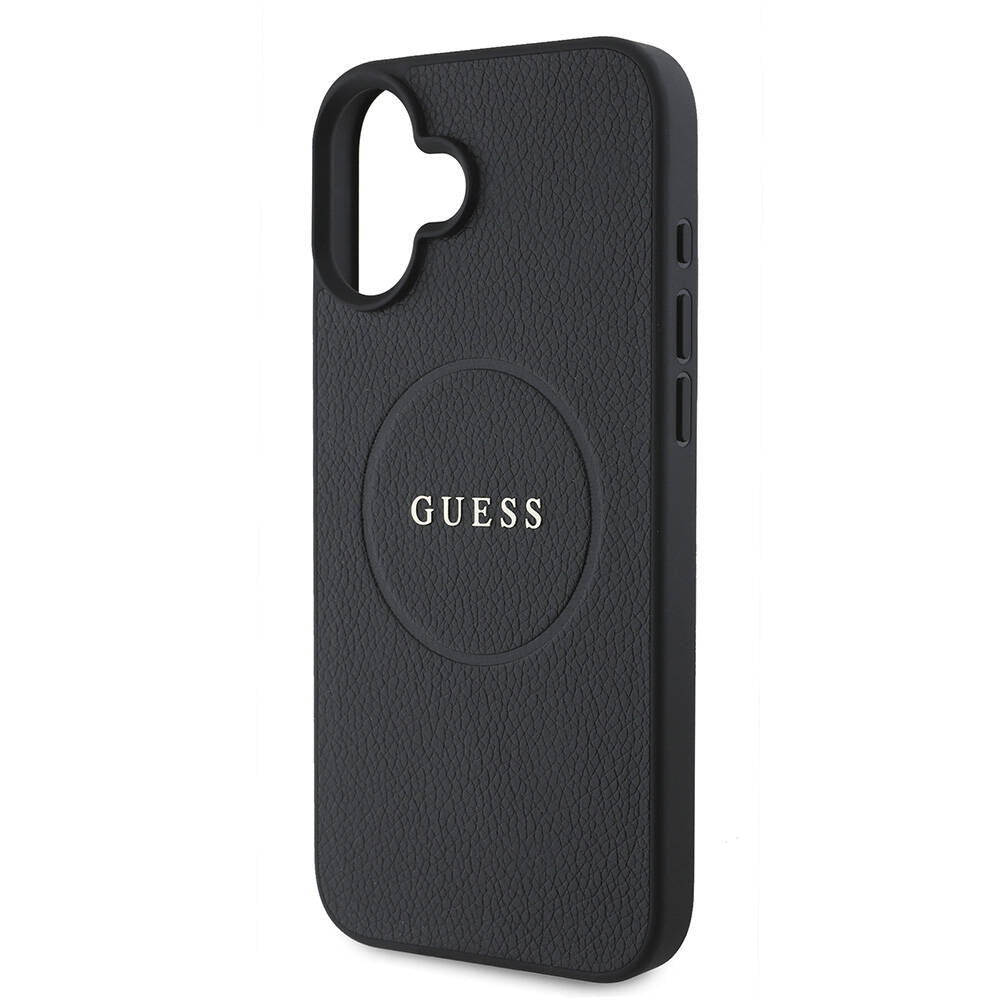 Θήκη MagSafe για Apple iPhone 16, Guess, Grained Gold Ring, Μαύρη