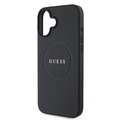 Θήκη MagSafe για Apple iPhone 16, Guess, Grained Gold Ring, Μαύρη
